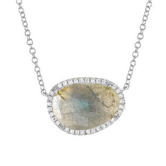 mini thumbprint colored stone necklace with gold and diamond halo