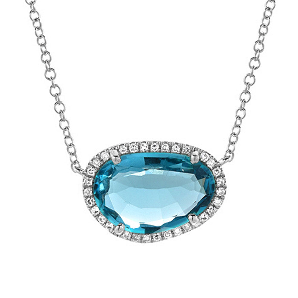 Organic Shape London Blue Topaz & Diamond Necklace | Liven