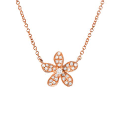 14k gold and diamond plumeria flower necklace