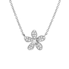 14k gold and diamond plumeria flower necklace