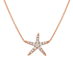 star fish necklace in 14k gold with natural hand set diamonds