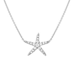 star fish necklace in 14k gold with natural hand set diamonds