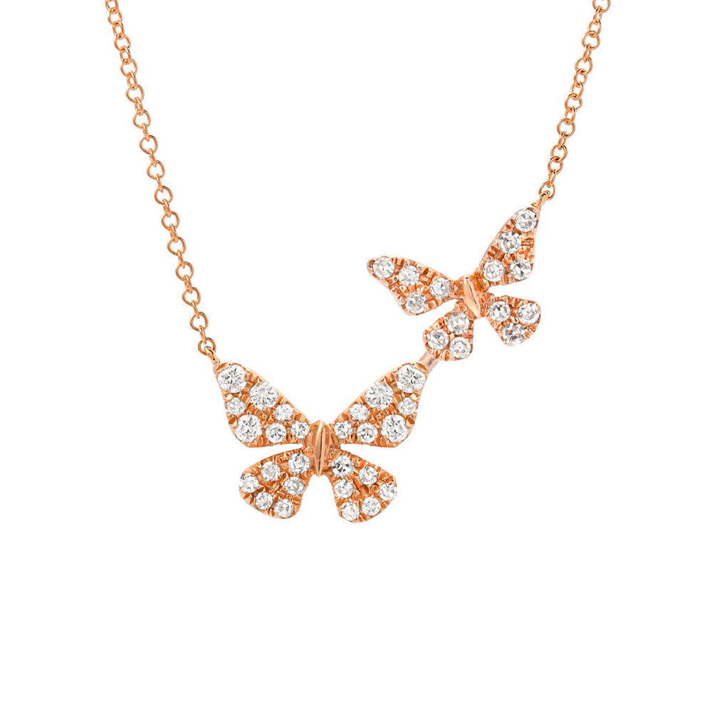 mommy and me solid gold and diamond butterfly necklace