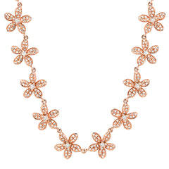 pave plumeria daisy chain necklace in 14k solid gold and diamonds