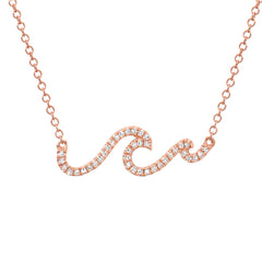 wave mini pave necklace in 14k gold with diamonds