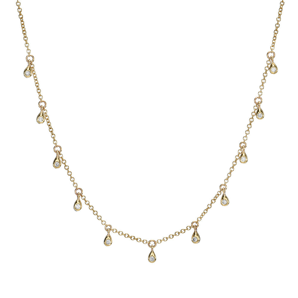 droplet Cascade necklace in yellow gold