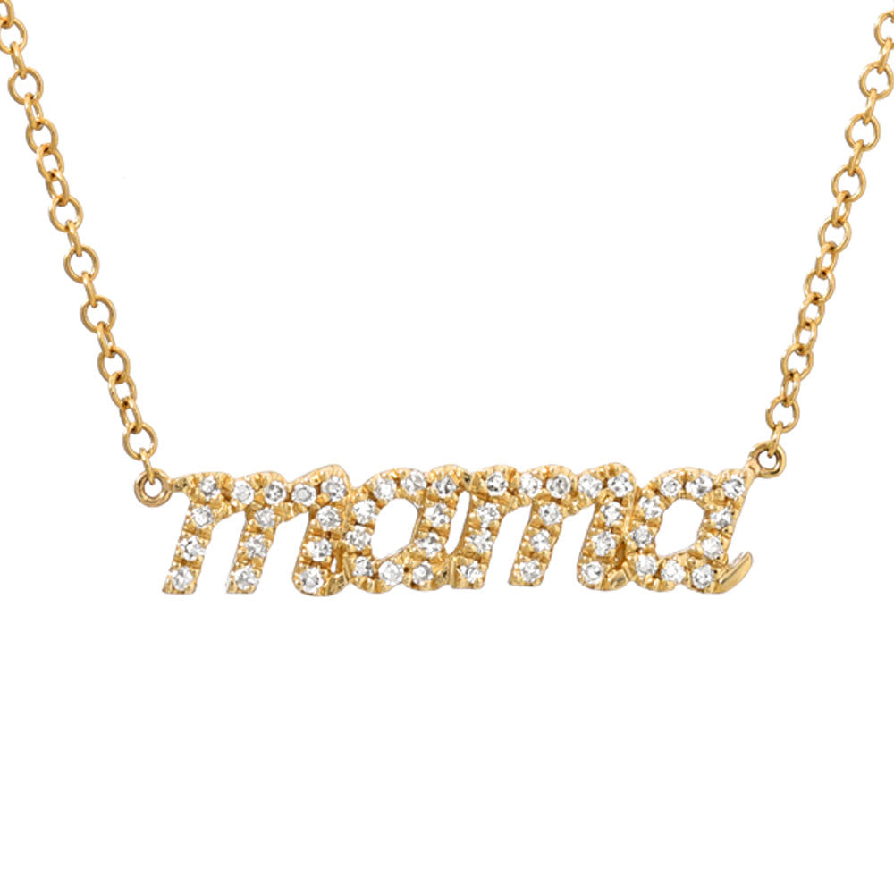 mama mother's necklace in 14k solid gold and diamonds