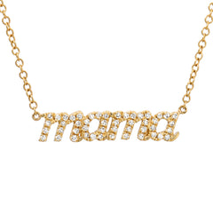 mama mother's necklace in 14k solid gold and diamonds