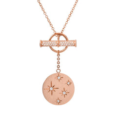 Starry Disc toggle necklace in 14k rose gold
