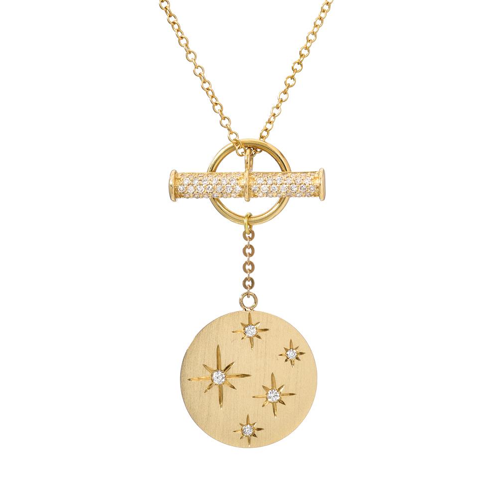 Starry Disc toggle necklace in 14k yellow gold