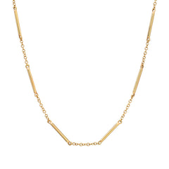 unity chain consisting of alternating lengths of delicate chain and hand pulled gold wires