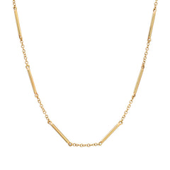 unity chain consisting of alternating lengths of delicate chain and hand pulled gold wires