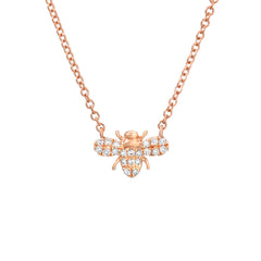 petite bee necklace in 14k gold and diamonds