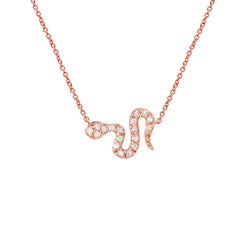 petite diamond and gold snake necklace