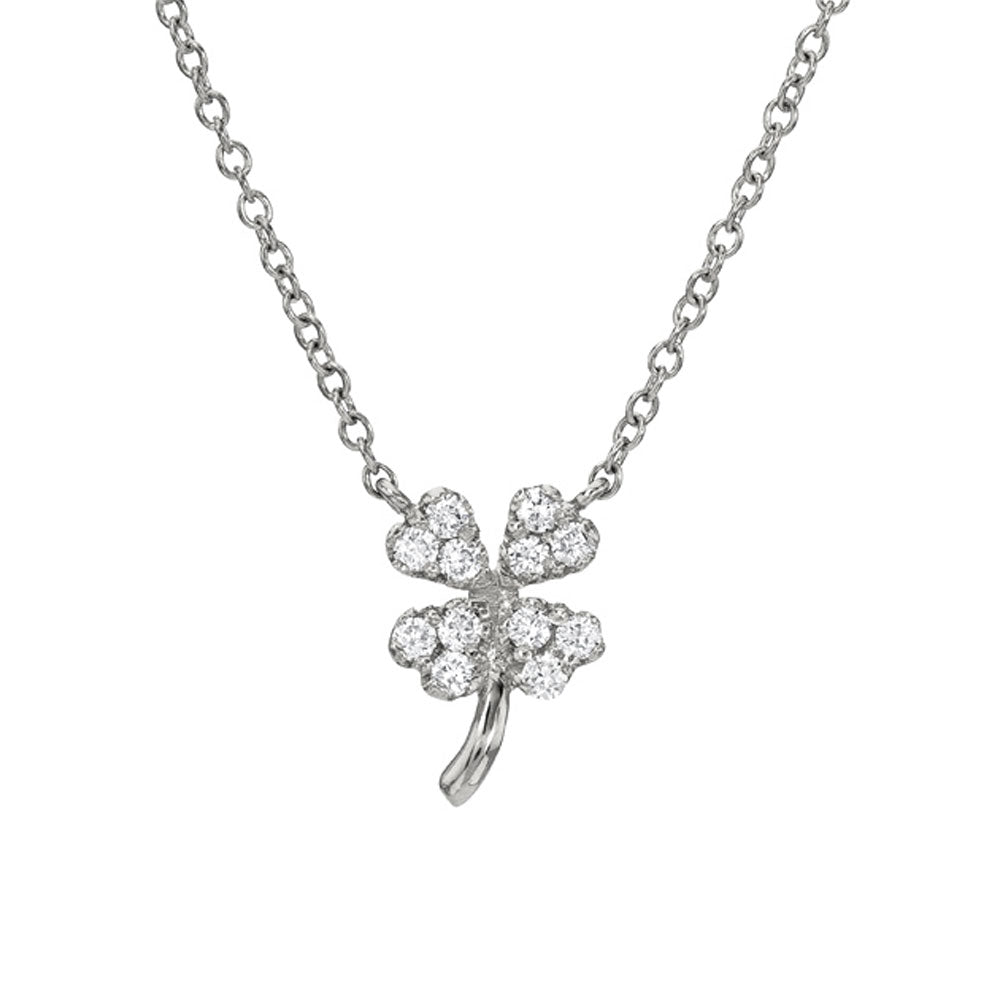 Designer Inspired Diamond Pendant Clover Necklace Silver Diamond