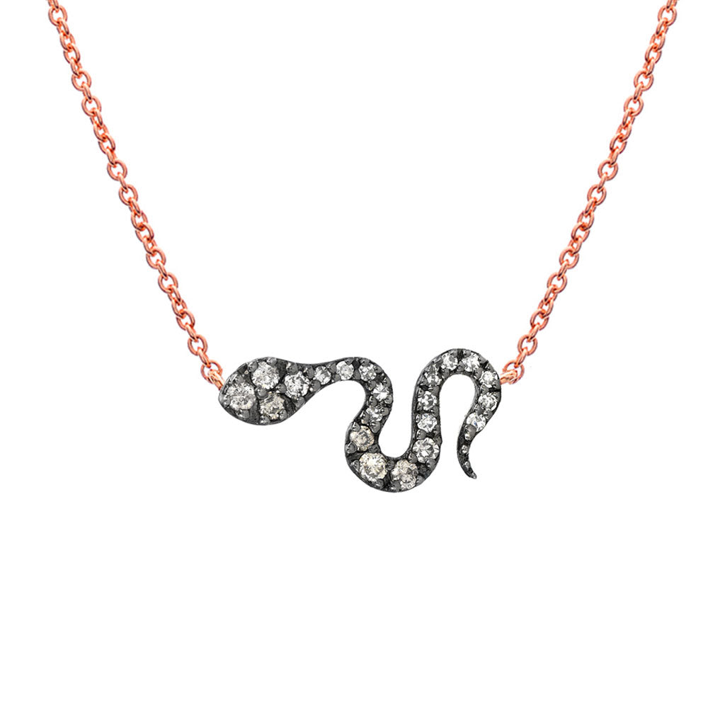 Two Color Snake Necklace | Diamond Serpent Pendant | Liven