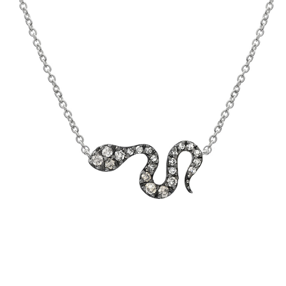 Two Color Snake Necklace | Diamond Serpent Pendant | Liven