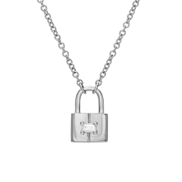 Padlock Baguette Necklace | Lock Pendant in Gold | Liven Fine Jewelry ...