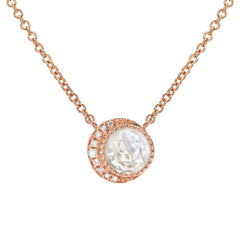 rose cut moon phase colored stone necklace in 14k solid gold and diamonds