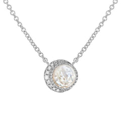 rose cut moon phase colored stone necklace in 14k solid gold and diamonds