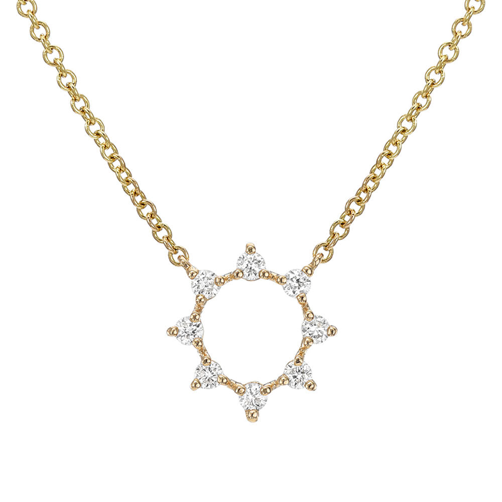 diamond open circle necklace in gold