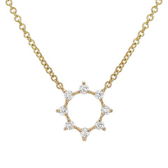 diamond open circle necklace in gold