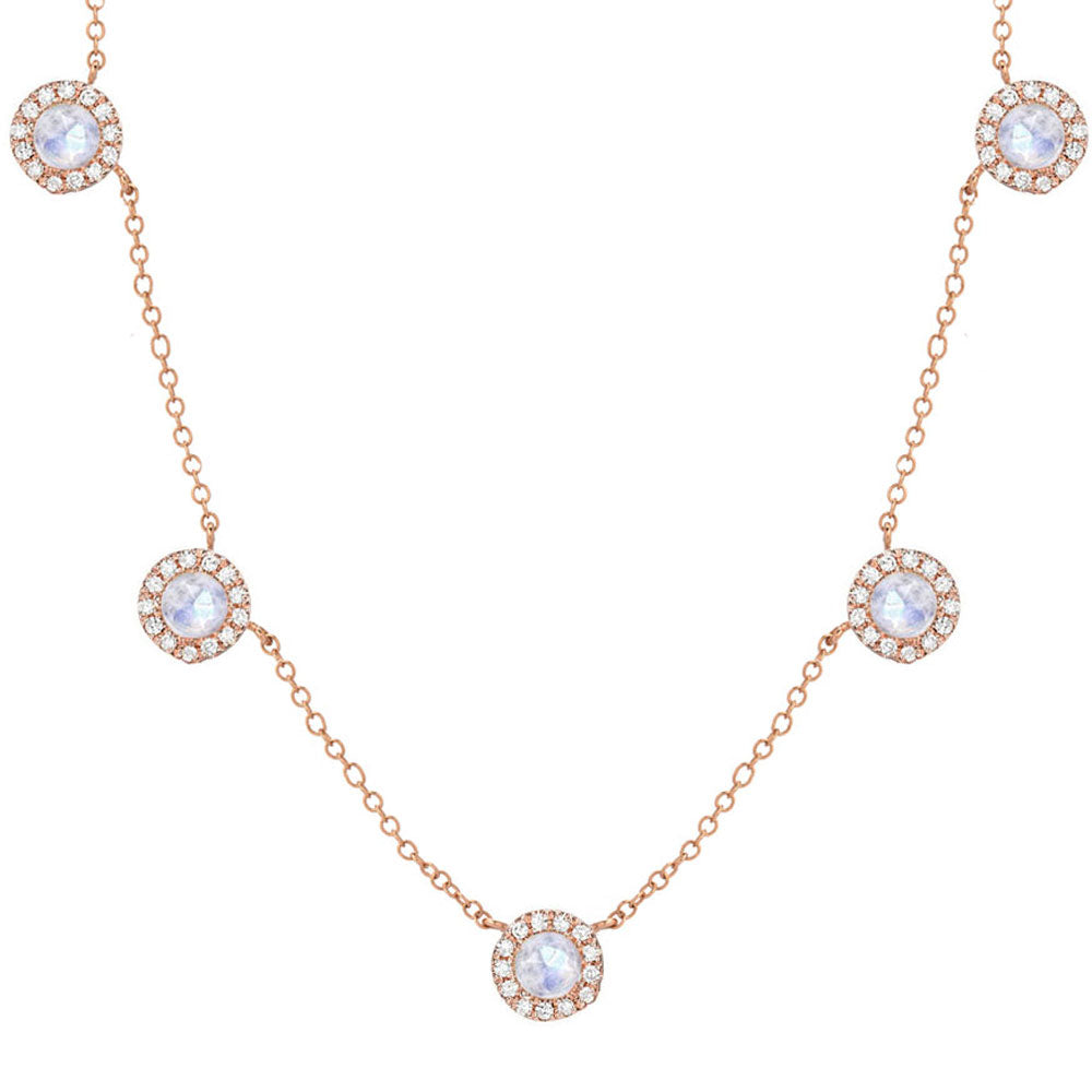 14k gold and diamond multi rosie rainbow moonstone necklace