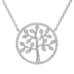tree of life pendant in silhouette gold with diamonds