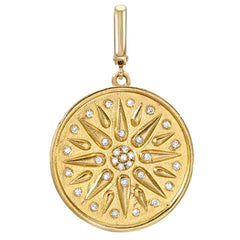 talisman sacred disc clip charm in gold with diamonds