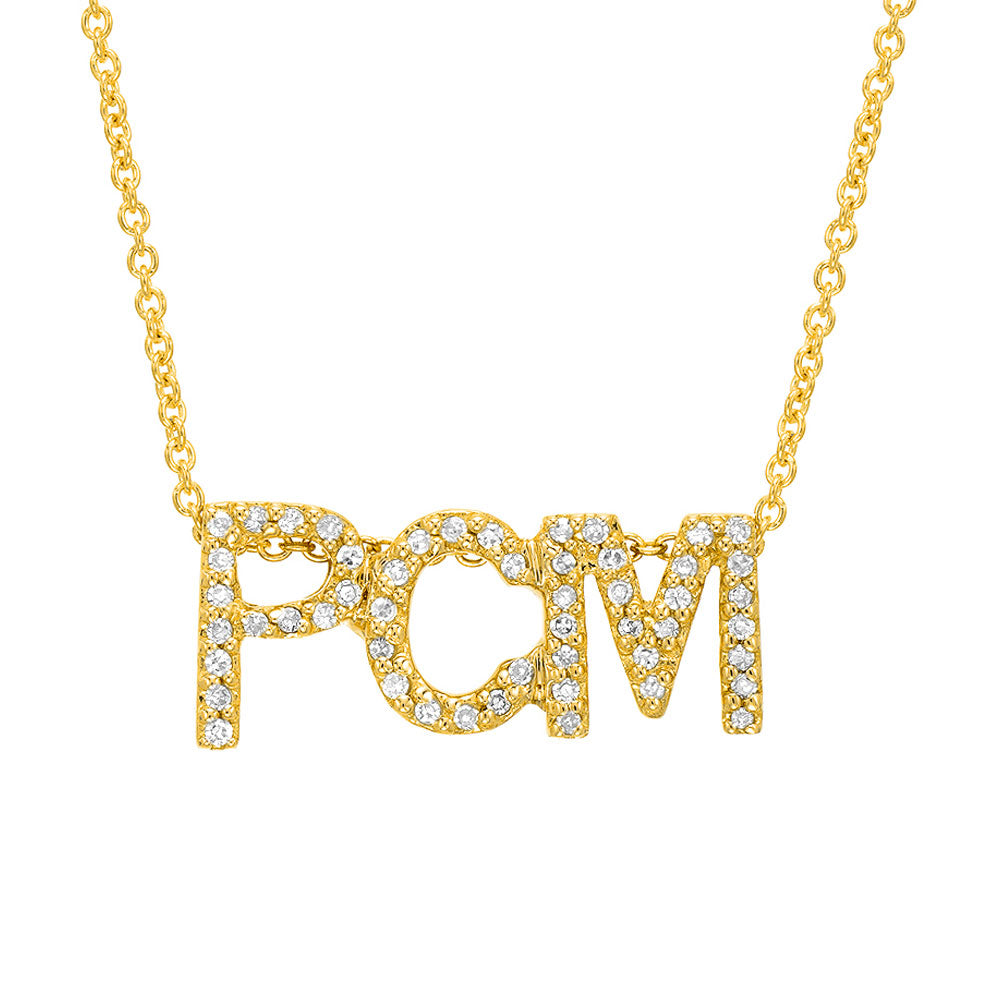 24K Gold Plated 3 Capital Letters Circle Monogram Necklace