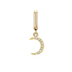 crescent moon clip charm in 14k gold and diamonds
