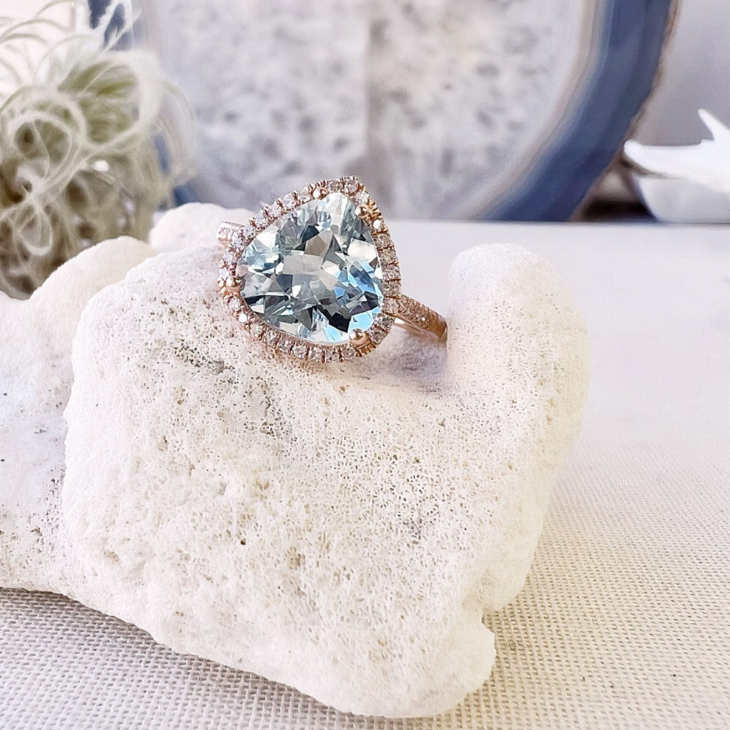 One of a Kind Aquamarine Ring | Unique Stone Ring | Liven Co