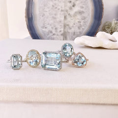 unique one of a kind aquamarine and diamond rings
