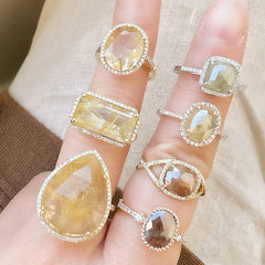 golden rutilated quartz ring 