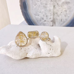 golden rutilated quartz ring 