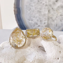 golden rutilated quartz ring 