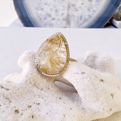 golden rutilated quartz ring 