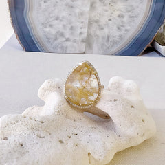 golden rutilated quartz ring 