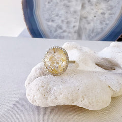 golden rutilated quartz ring 