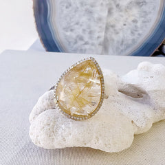 golden rutilated quartz ring 