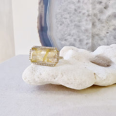 golden rutilated quartz ring 