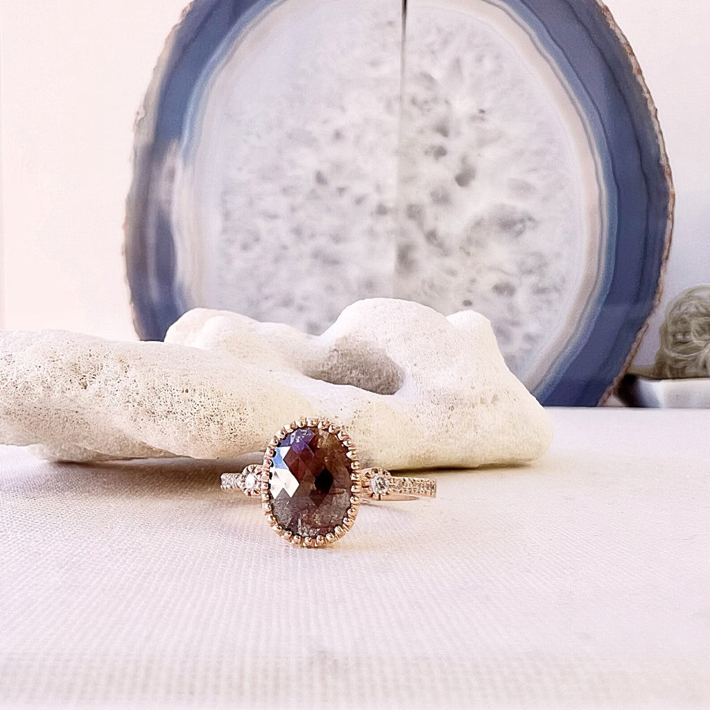 Rose gold rustic diamond ring