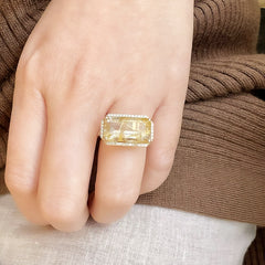 golden rutilated quartz ring 