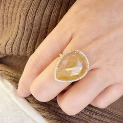 golden rutilated quartz ring 