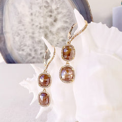 rose gold rustic diamond earrings