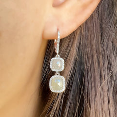 white gold rustic diamond earrings