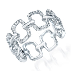 oblong-shaped stylized chain link ring with diamond encrusted chain links