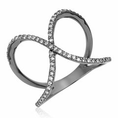 x ring with diamonds in black rhodium