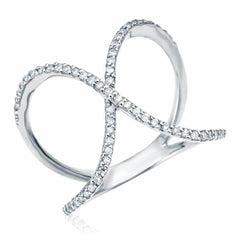 x ring with diamonds in white gold