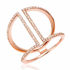cuff ring with diamonds in rose gold